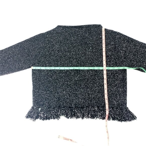 Vintage Black Sparkly Cropped Tasseled Tinsel 3/4 Sleeve Sweater Rosanna Med. - Picture 6 of 8